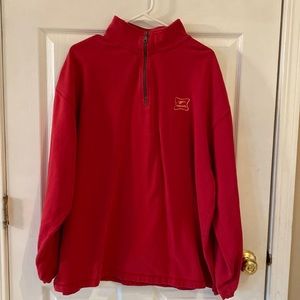 Mens red zipper pullover XL with Miller highlife logo embroidered on front